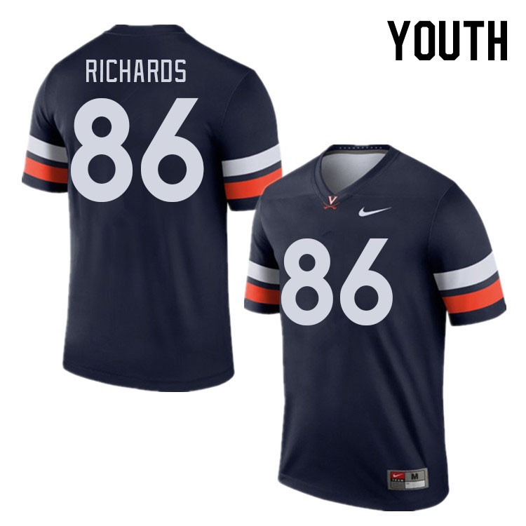 Youth #86 Claiborne Richards Virginia Cavaliers College Football Jerseys Stitched Sale-Navy